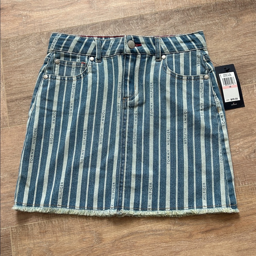 Tommy Hilfiger Big Girl's Striped Denim Skirt Blue Size 10 Nolita Wash